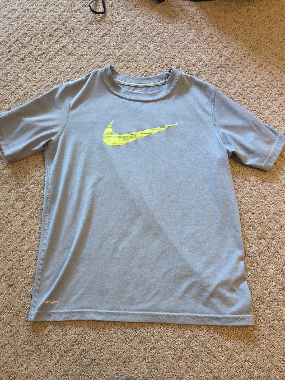 Nike Light Blue Short Sleeve Tee with Neon Yellow Swoosh